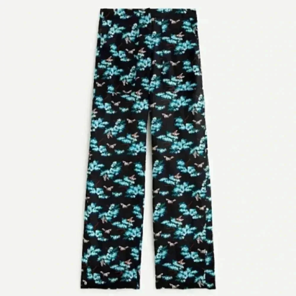 J.Crew Sz 8 Silk straight-leg pant in botanical bees print NWT - Picture 3 of 12